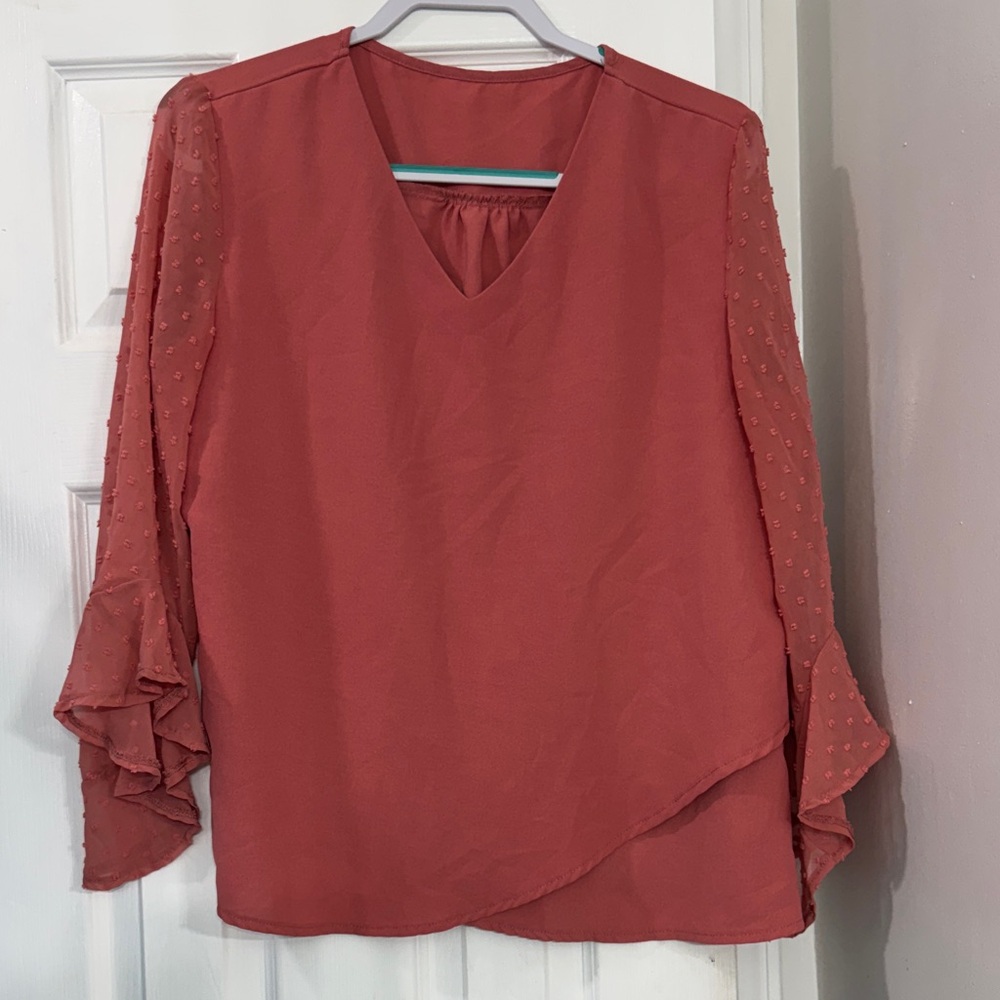 SHEIN Dusty Pink V-Neck Blouse